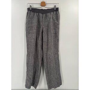 Coldwater Creek 6P Petite 100% Linen Pull On‎ Relaxed Straight Leg Pants Gray